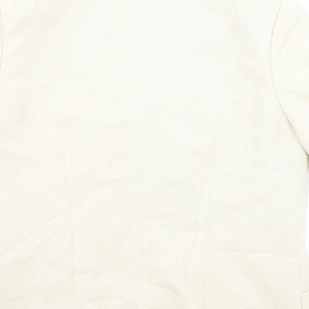 Classics Womens Beige Polyester Jacket Blazer Size 12 Button