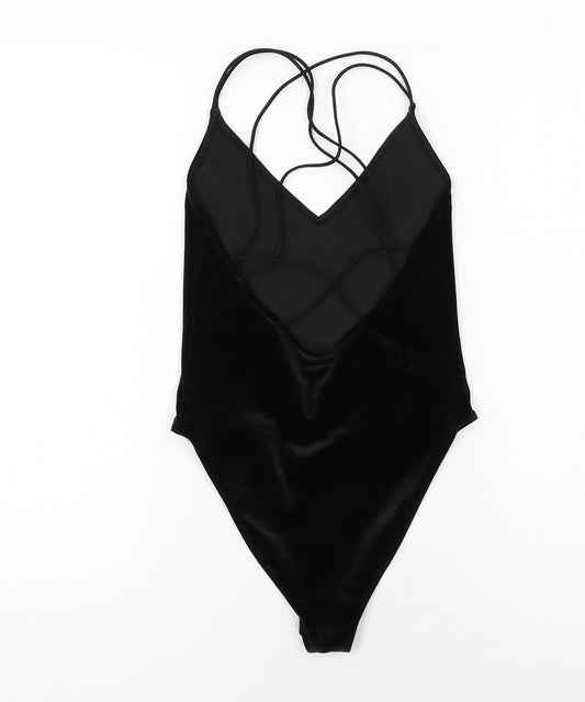H&M Womens Black Polyester Bodysuit One-Piece Size XS Snap