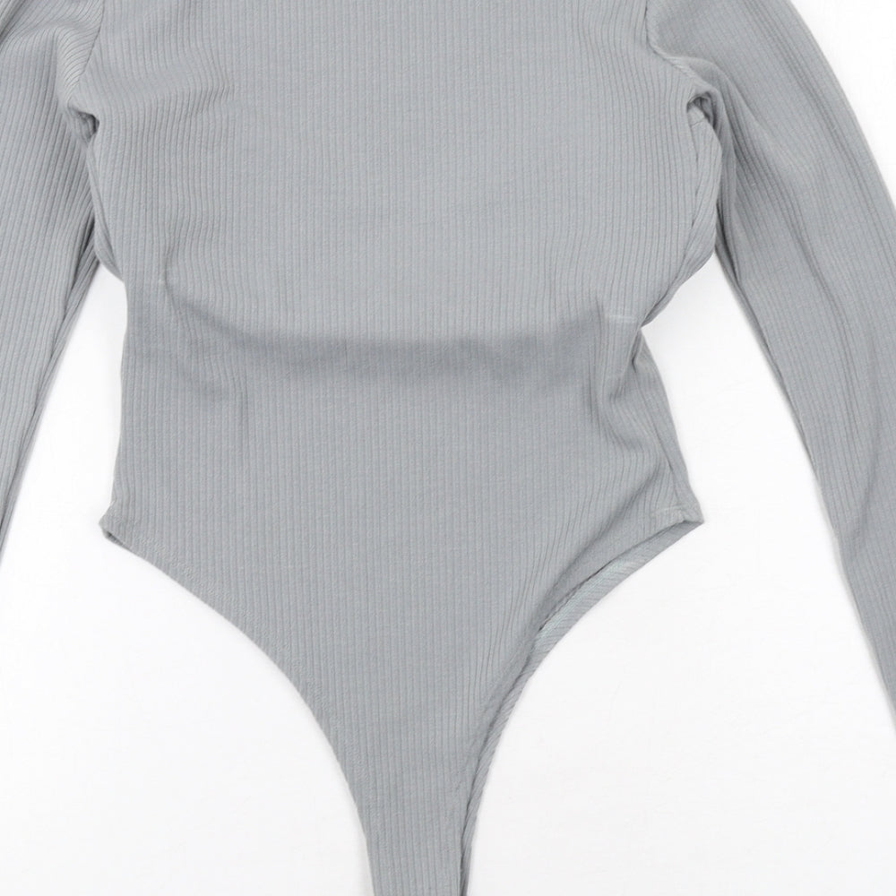 Oh Polly Womens Grey Polyester Bodysuit One-Piece Size 10 Snap