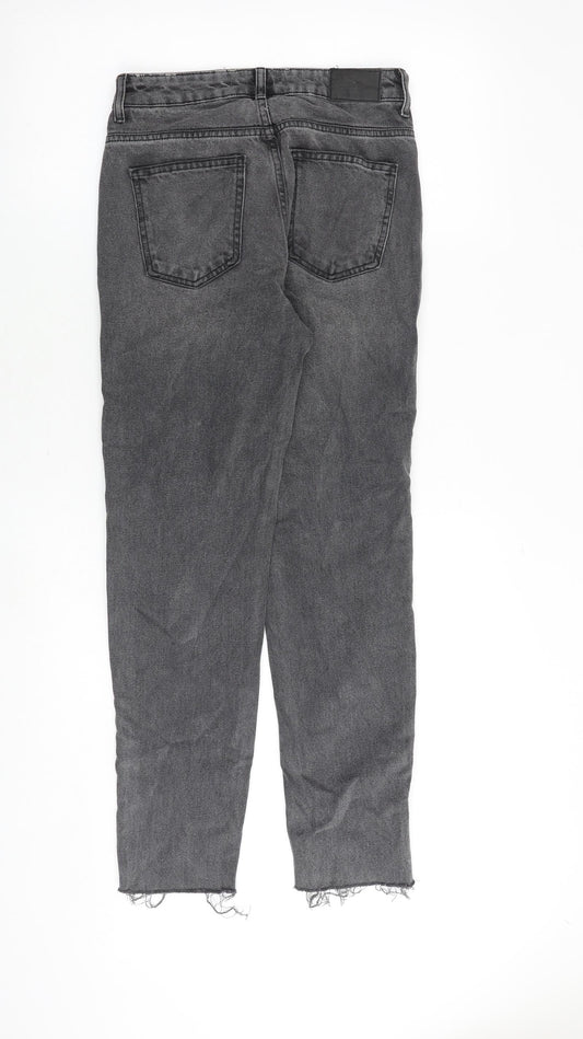 Zara Womens Grey Cotton Mom Jeans Size 6 Regular Zip