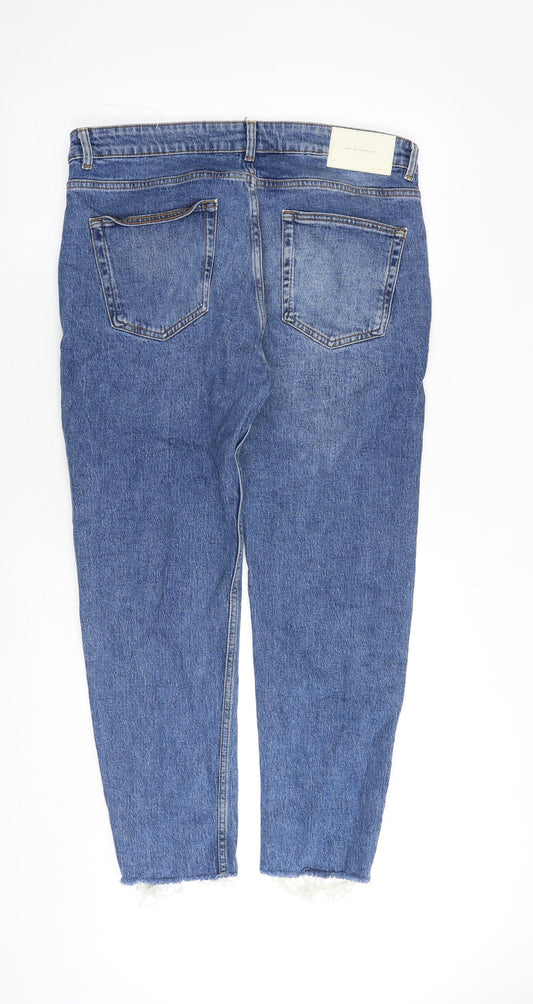 Zara Womens Blue Cotton Skinny Jeans Size 35 in Regular Zip