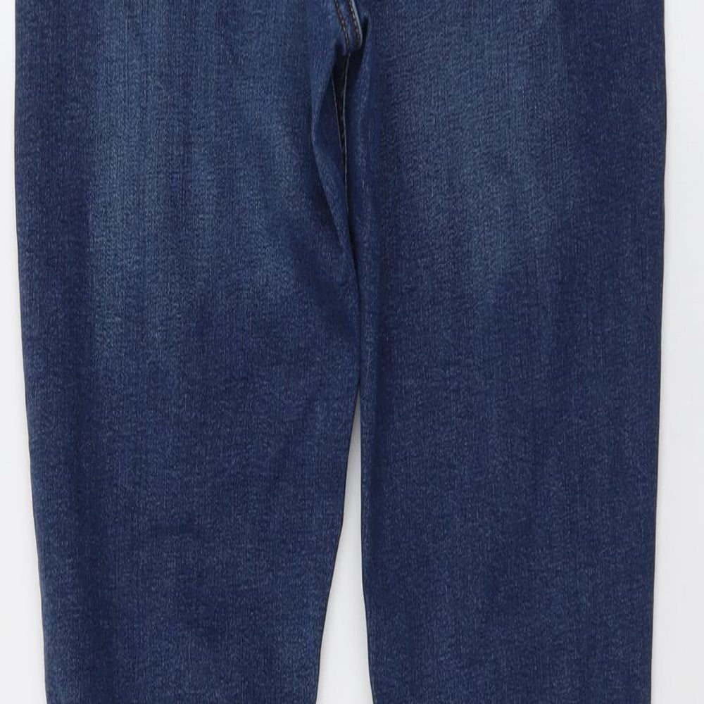 Topshop Womens Blue Cotton Skinny Jeans Size 30 in L30 in Regular Button - Distressed ankle detail