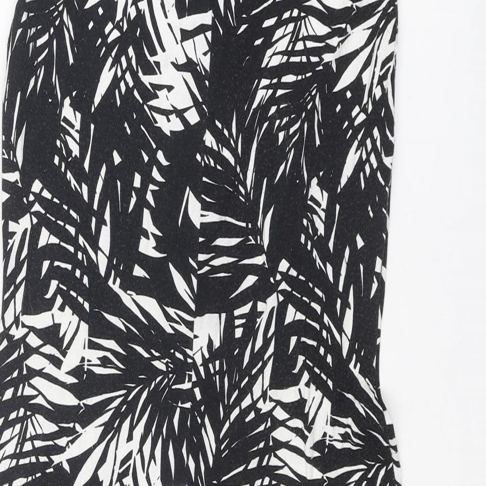 Oasis Womens Black Geometric Viscose Pencil Dress Size M Boat Neck Pullover