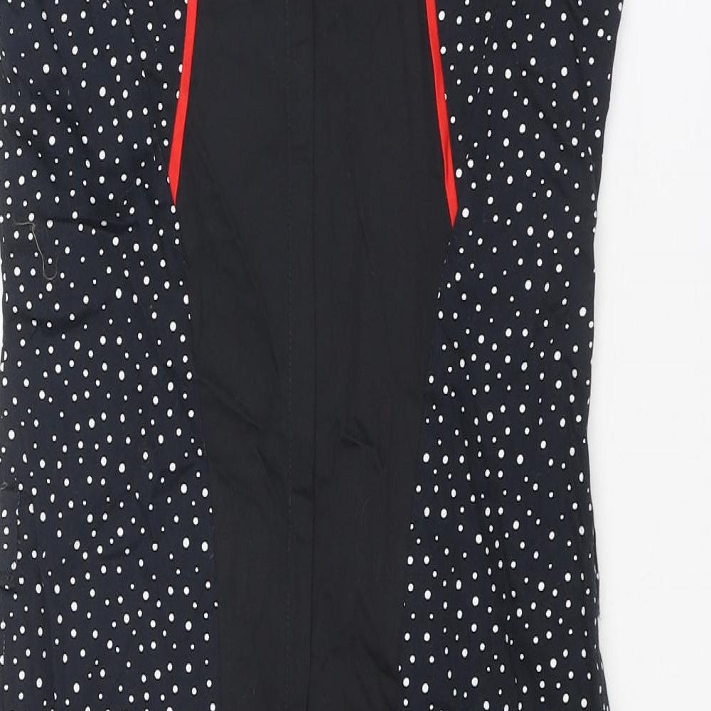 BNY Womens Black Geometric Polyester Shift Size 10 Round Neck Zip