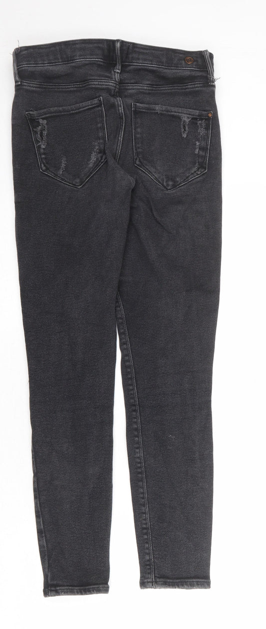 Topshop Womens Grey Cotton Skinny Jeans Size 12 Regular Zip