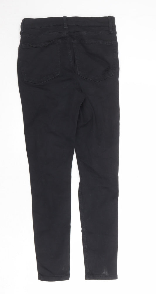 Topshop Womens Black Cotton Skinny Jeans Size 28 in Regular Zip