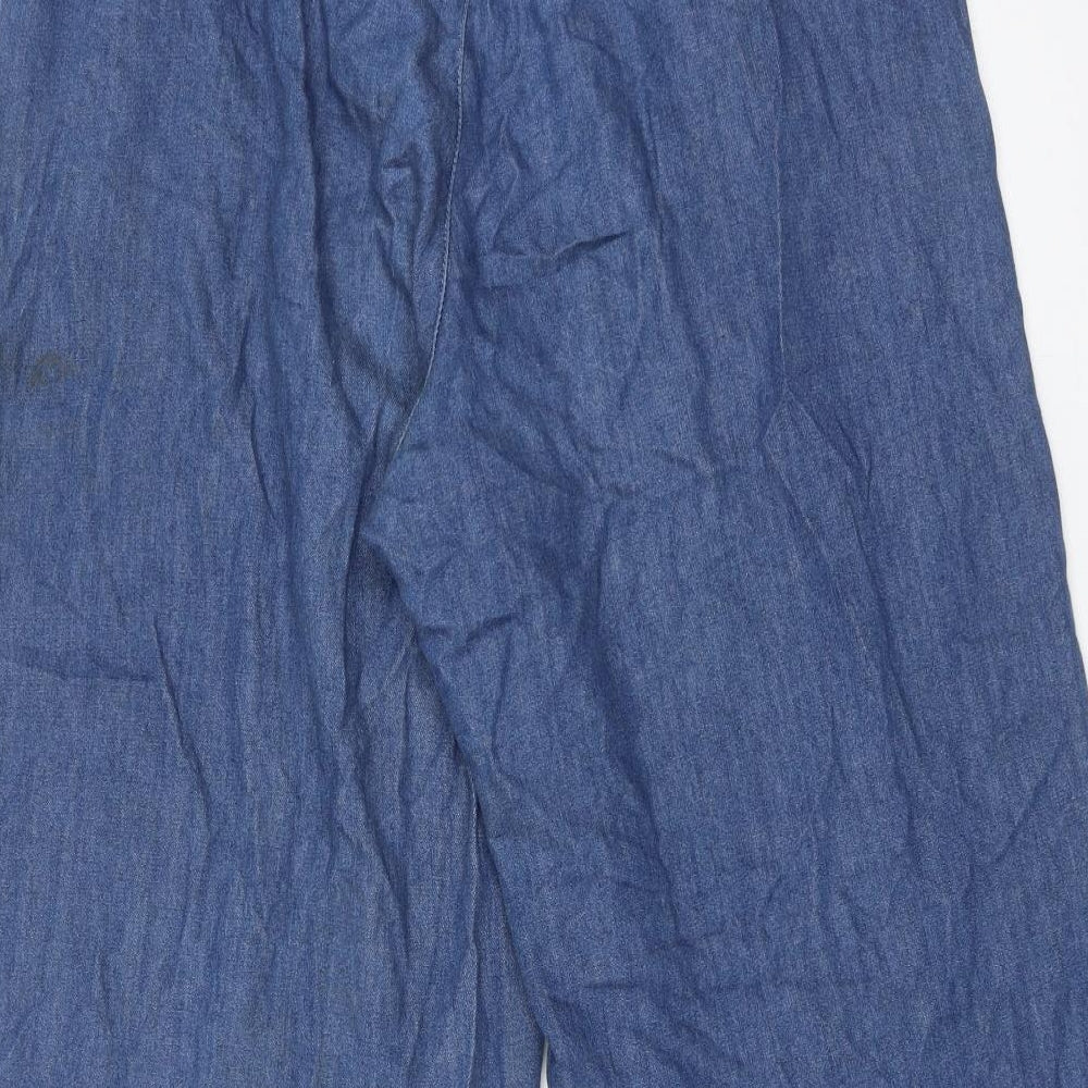 New Look Womens Blue Cotton Straight Jeans Size 14 Regular Zip