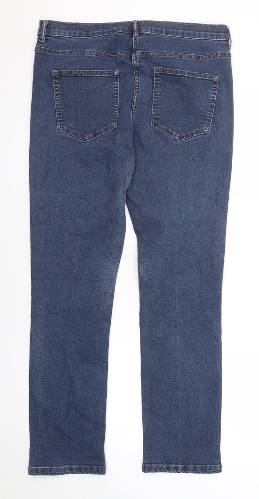 Debenhams Womens Blue Cotton Straight Jeans Size 14 Regular Zip