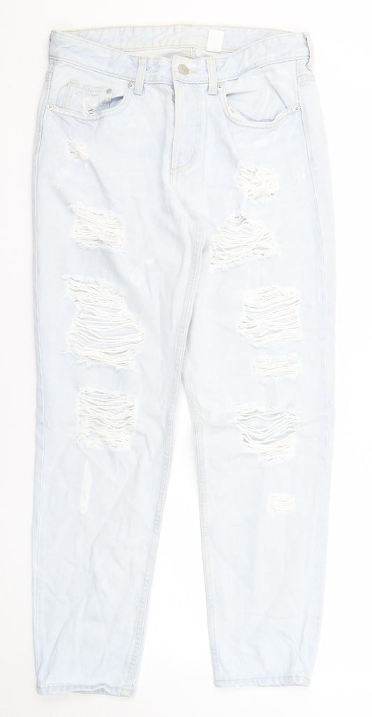 Additional front view of &Denim women’s blue cotton straight jeans, size UK 28, in regular zip