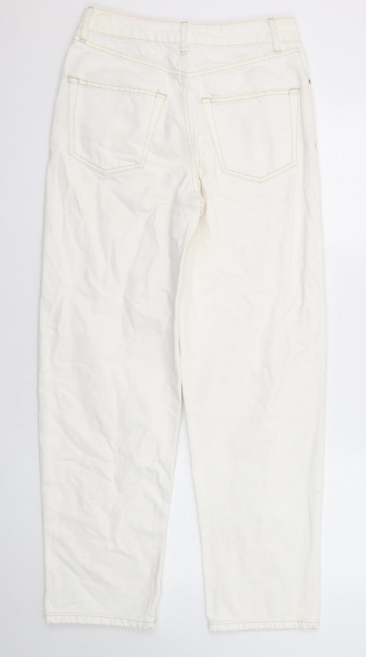 Topshop Womens White Cotton Straight Jeans Size 26 in L32 in Regular Zip