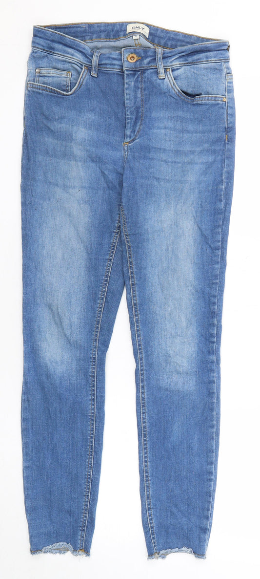 Additional front view of Only women’s blue cotton skinny jeans, size UK 32, in regular zip