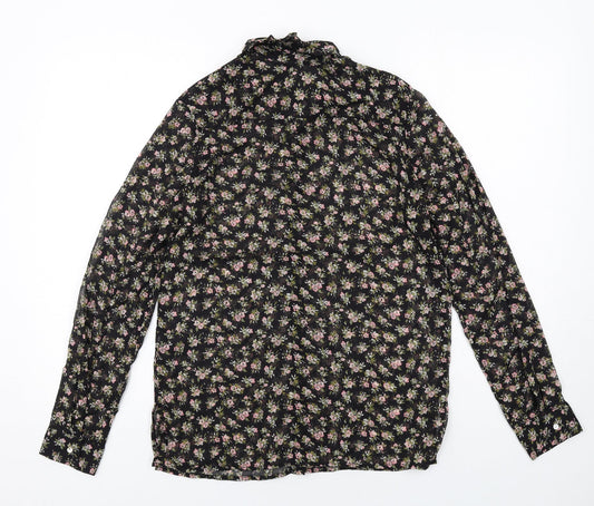 Womens UK Size 8 H&M Black Basic Button-Up