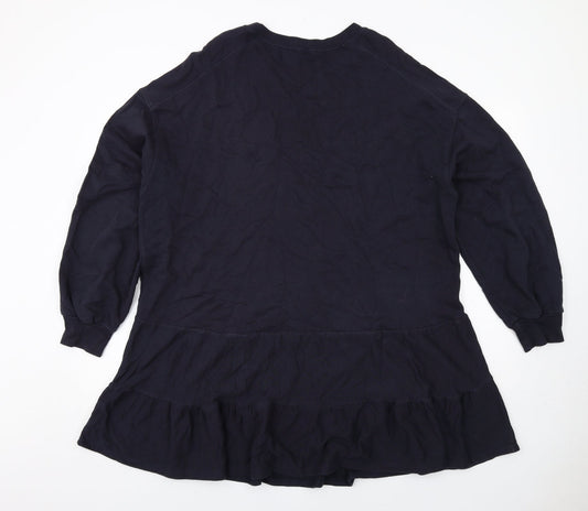 River Island Womens Blue Cotton Trapeze & Swing Size L Boat Neck Pullover