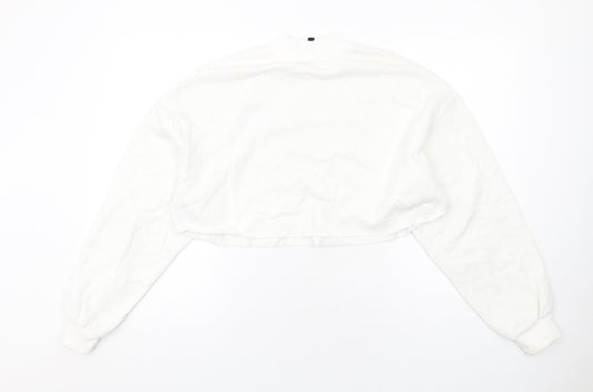H&M Womens White Cotton Pullover Sweatshirt Size M Pullover - Karma & Magic