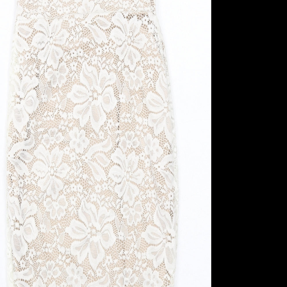 In the Style Womens White Polyester Shift Size 8 V-Neck Pullover