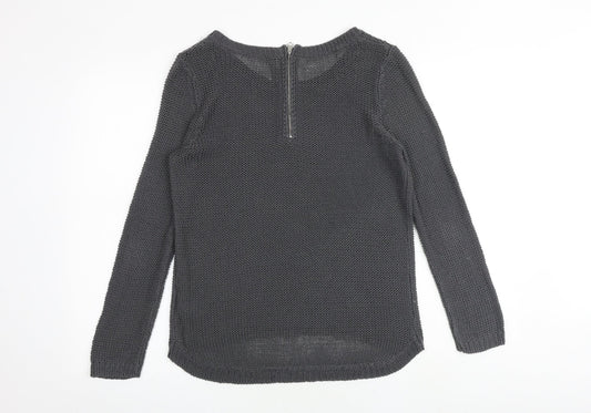 H&M Womens Grey Round Neck Acrylic Pullover Jumper Size S