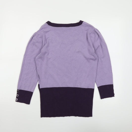 Klass Womens Purple Round Neck Viscose Pullover Jumper Size S