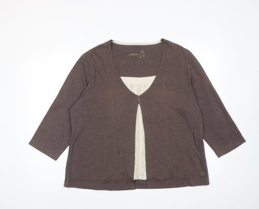 Womens UK Size 12 DASH Brown Basic Blouse