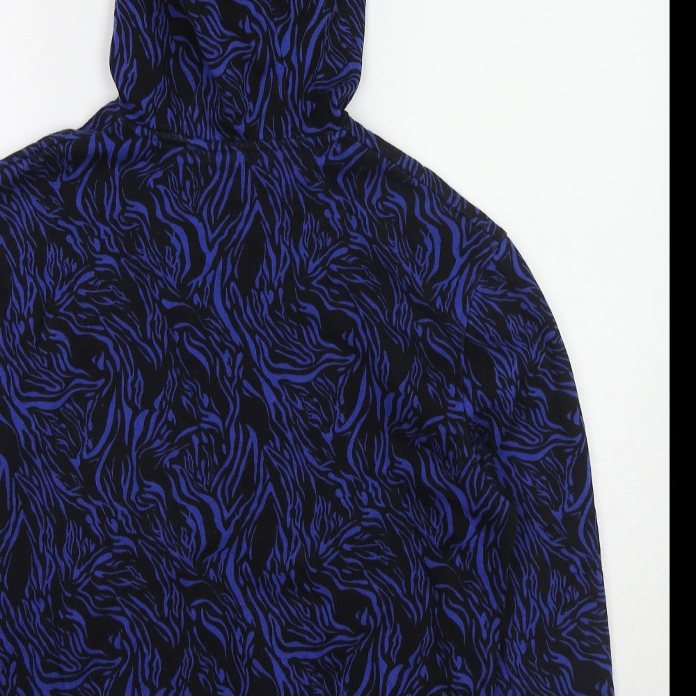 A.M. London Womens Blue Geometric Cotton Pullover Hoodie Size 8 Pullover