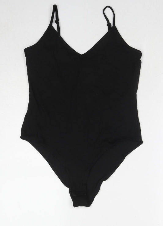 H&M Womens Black Modal Bodysuit One-Piece Size M Snap