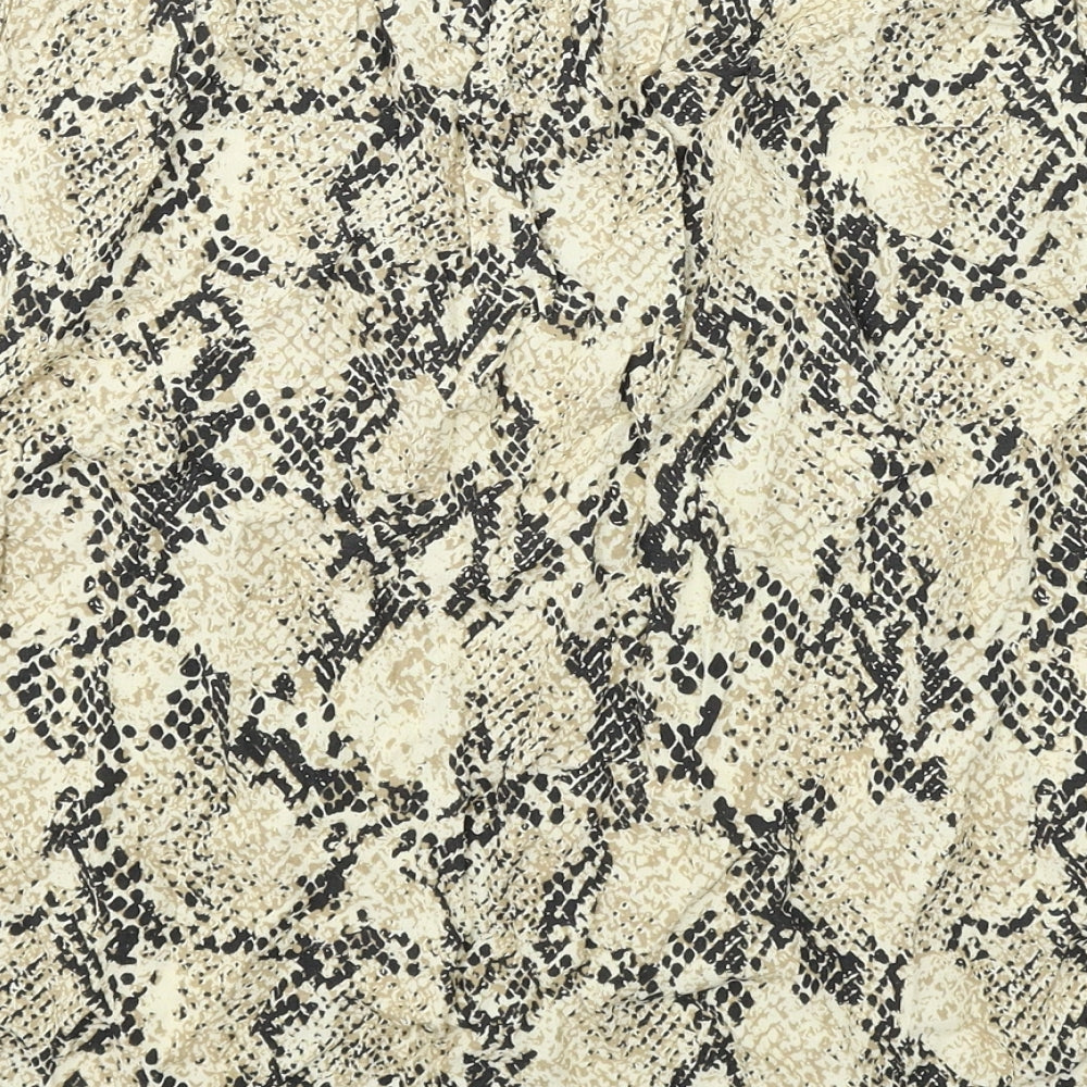 Marks and Spencer Womens Beige Animal Print Viscose A-Line Skirt Size 16 Drawstring - Snakeskin pattern