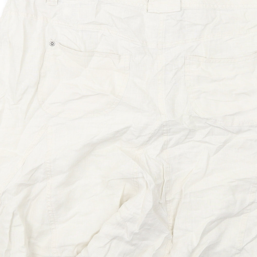 Marks and Spencer Womens Beige Linen Swing Skirt Size 16 Zip