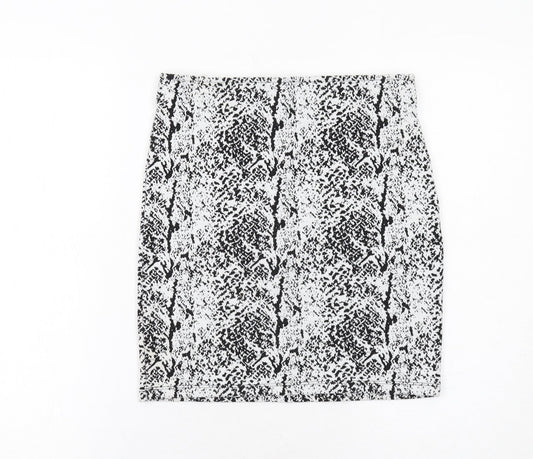 H&M Womens White Animal Print Polyester Straight & Pencil Skirt Size S - Snakeskin pattern