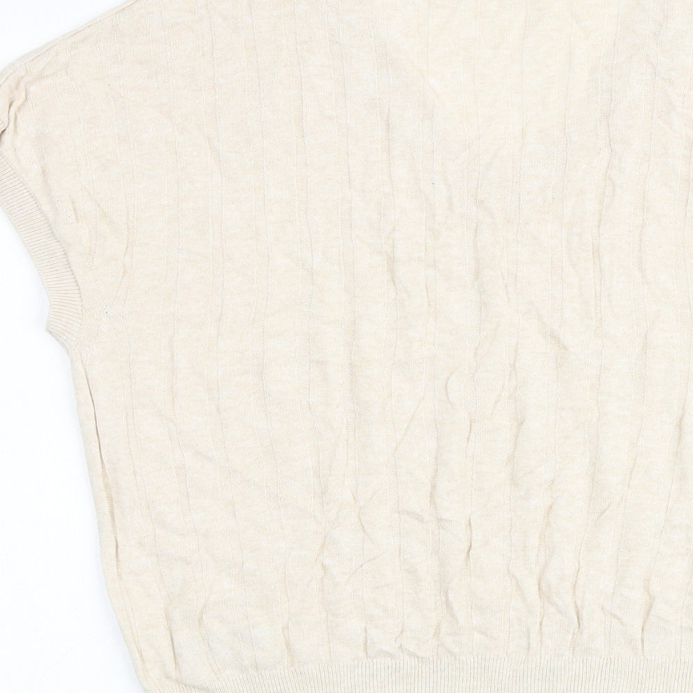 Marks and Spencer Womens Beige V-Neck Viscose Pullover Jumper Size L Pullover