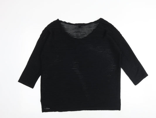 French Connection Womens Black Polyester Basic Blouse Size S Boat Neck