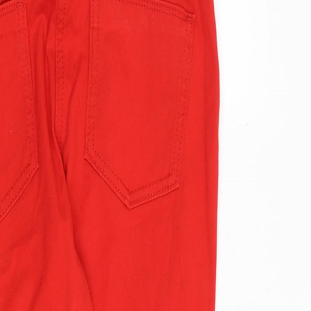 NEXT Womens Red Cotton Straight Jeans Size 6 Slim Zip