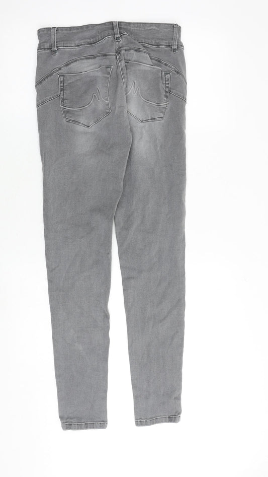 NEXT Womens Grey Cotton Skinny Jeans Size 10 Slim Zip