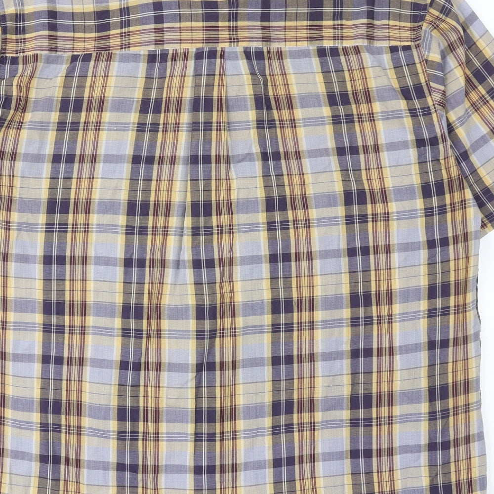 Timberjack Mens Multicoloured Plaid Polyester Button-Up Size M Collared Button
