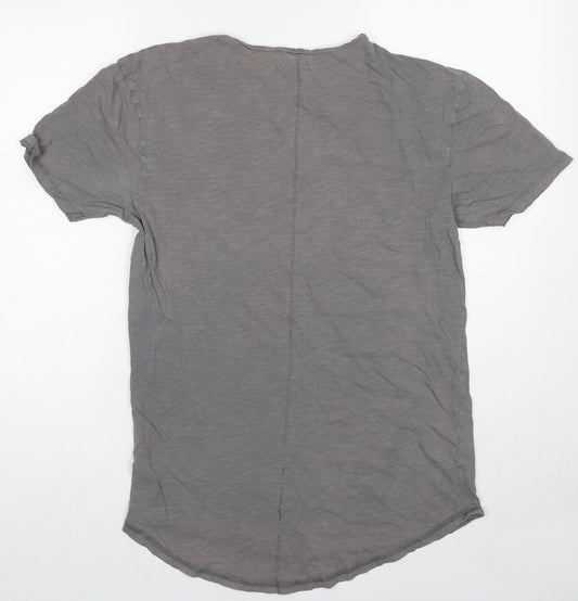 Topman Mens Grey Cotton T-Shirt Size XS Round Neck - Size XXS