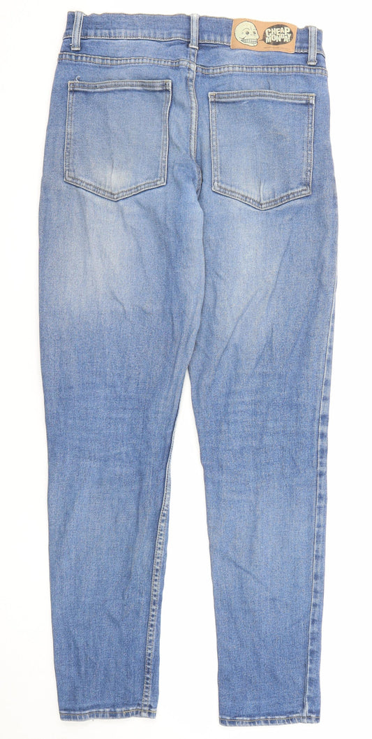 Cheap Monday Mens Blue Cotton Skinny Jeans Size 30 in L32 in Regular Zip