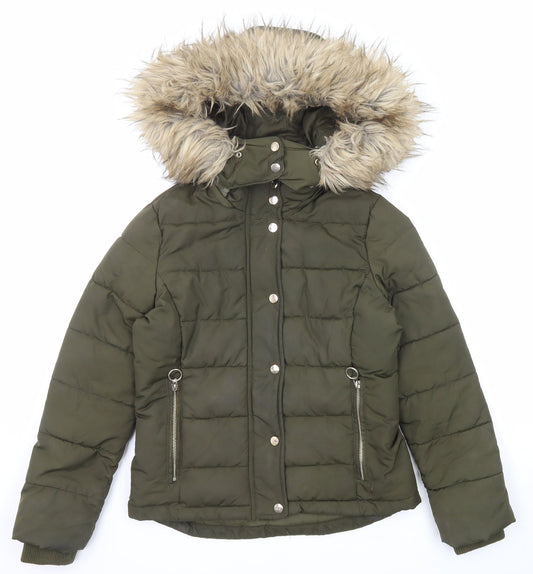 Womens UK Size 6 Topshop Green Puffer Jacket