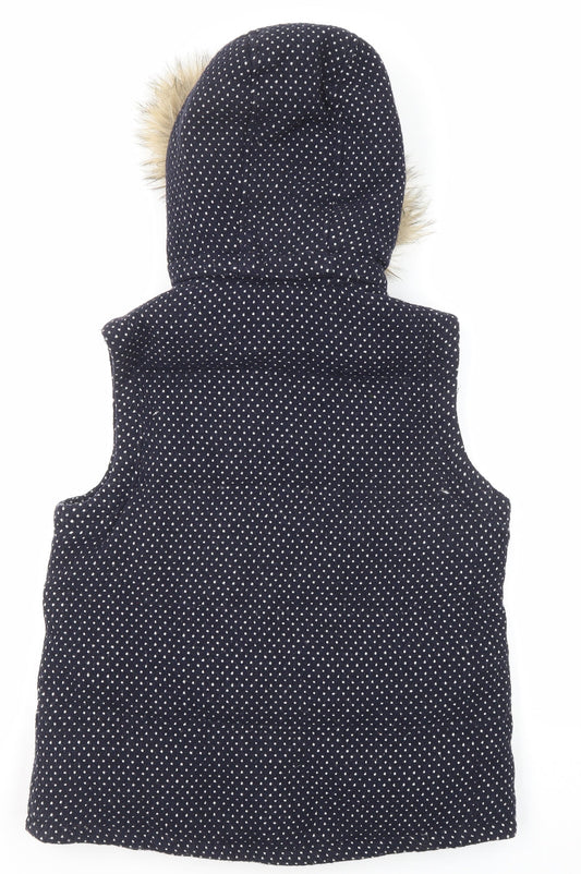 Crew Clothing Womens Blue Geometric Gilet Jacket Size 12 Zip