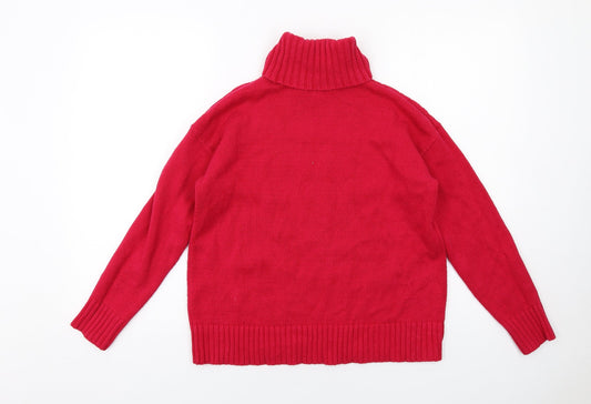 Liz Claiborne Womens Pink Roll Neck Cotton Pullover Jumper Size M