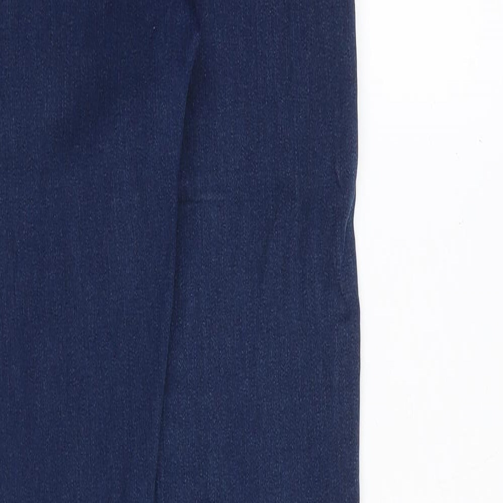 Brand and care label for Denim & Co. women’s blue cotton skinny jeans, size UK 10 slim, zip