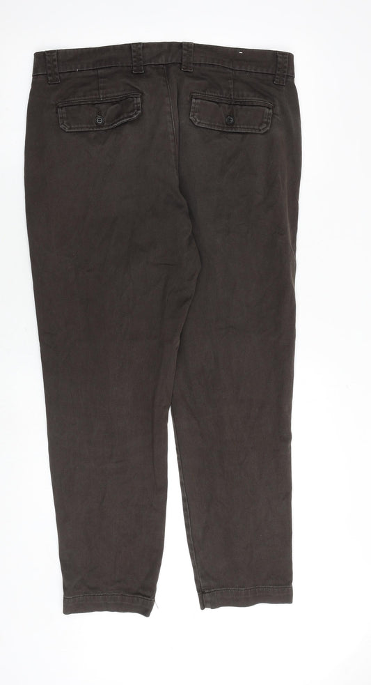 Zara Mens Brown Cotton Trousers Size 37 in Regular Zip