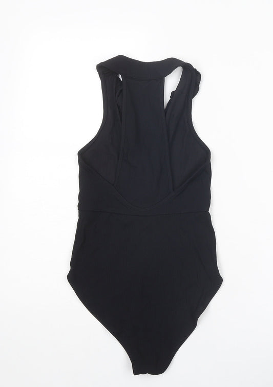 Topshop Womens Black Polyester Bodysuit One-Piece Size 6 Snap