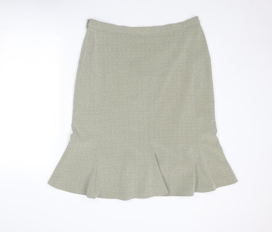 Klass Womens Beige Polyester Trumpet Skirt Size 16 Zip