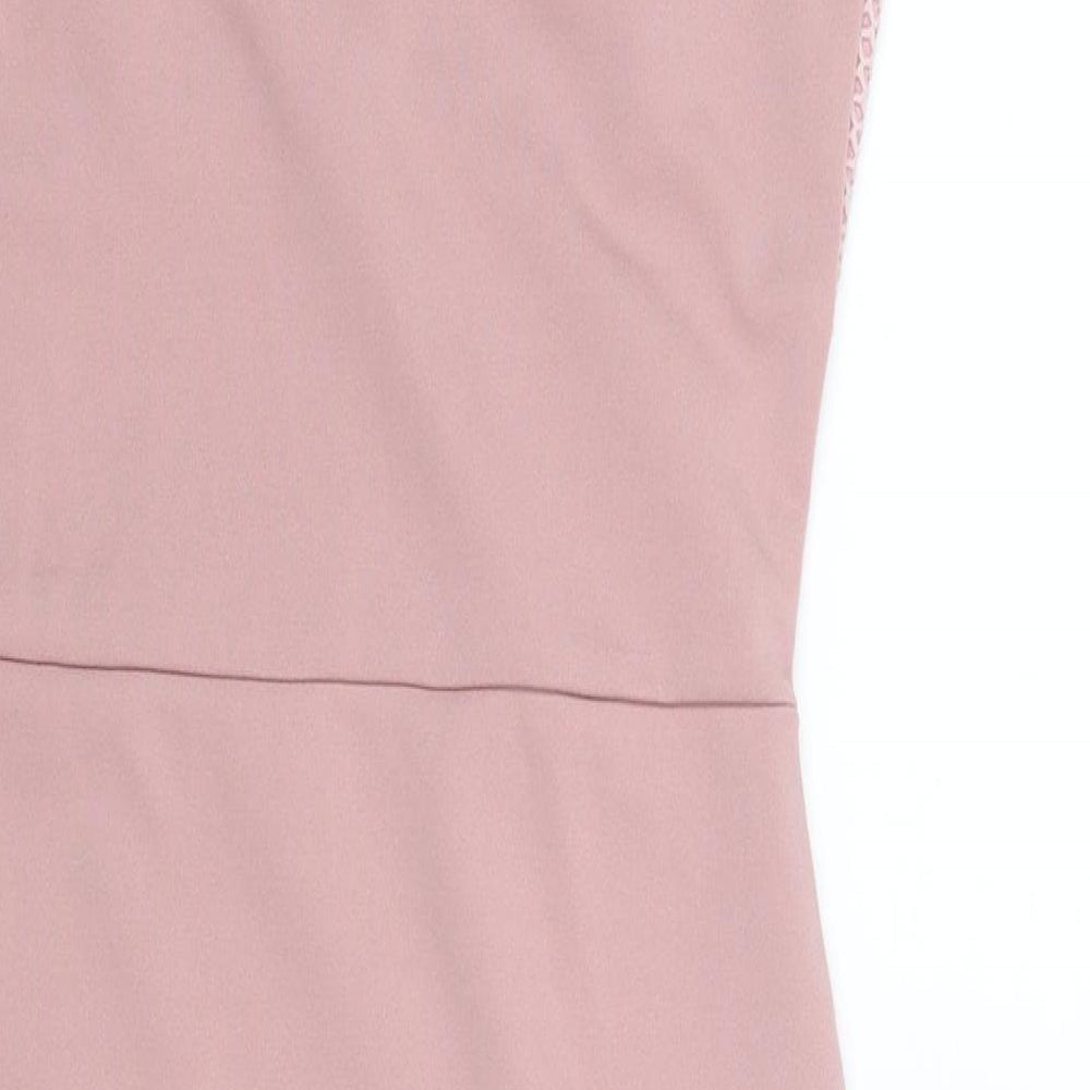 Girls On Film Womens Pink Polyester Bodycon Size 8 V-Neck Pullover