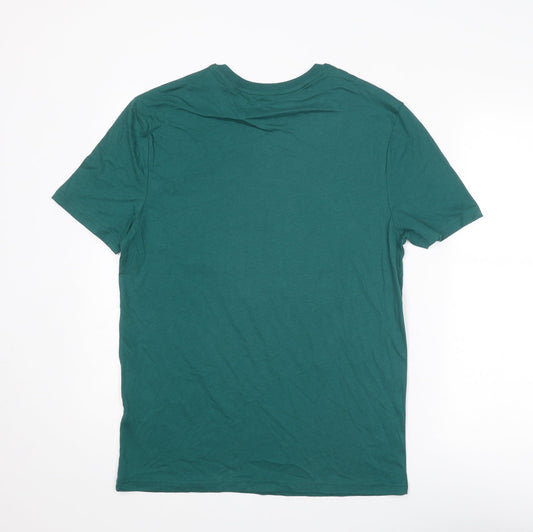 Marks and Spencer Mens Green Cotton T-Shirt Size S Round Neck - Gin-gle All The Way