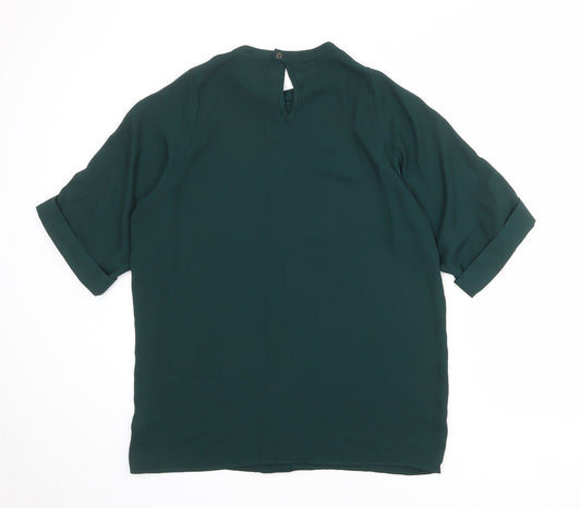 Autograph Womens Green Polyester Basic Blouse Size 10 Mock Neck