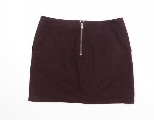 Dorothy Perkins Womens Purple Polyester A-Line Skirt Size 12 Zip