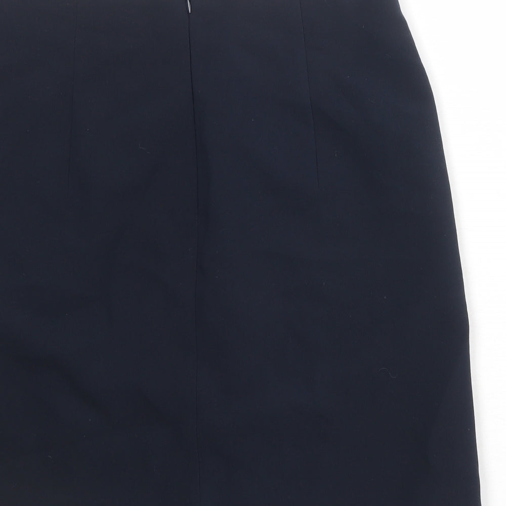 Marks and Spencer Womens Blue Polyester Mini Skirt Size 36 in Zip - Wrap Style