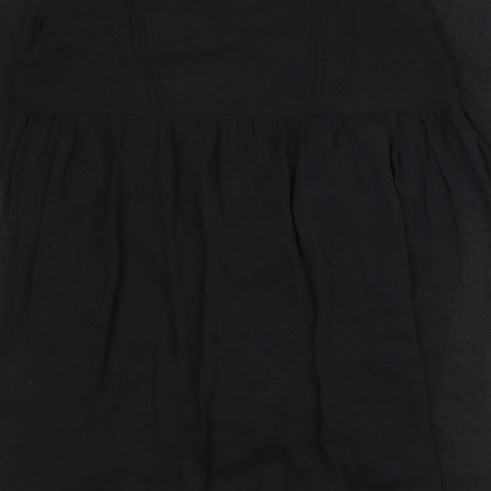 NEXT Womens Black Polka Dot Polyester A-Line Size 12 Scoop Neck Pullover