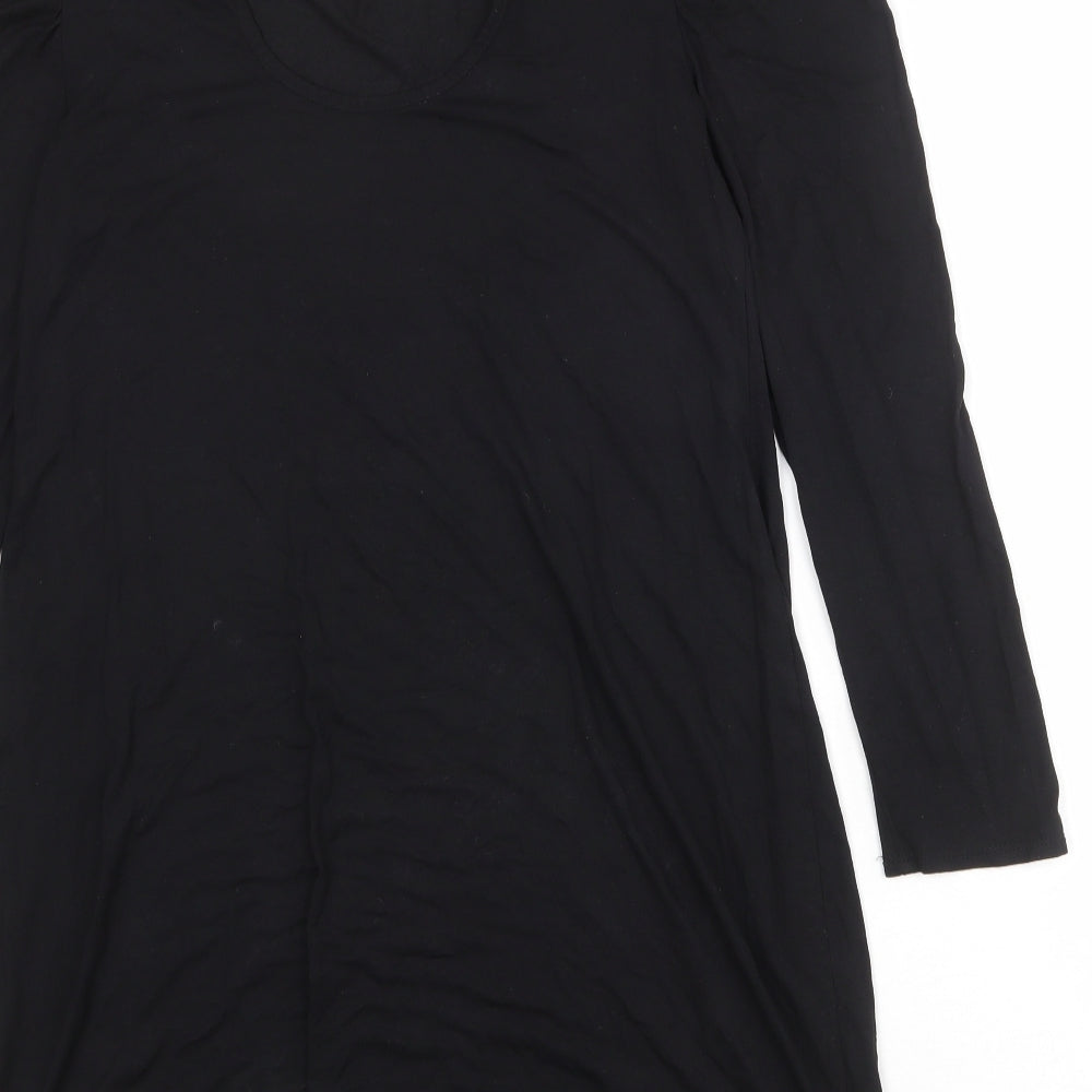 Dorothy Perkins Womens Black Viscose A-Line Size 16 Round Neck Button