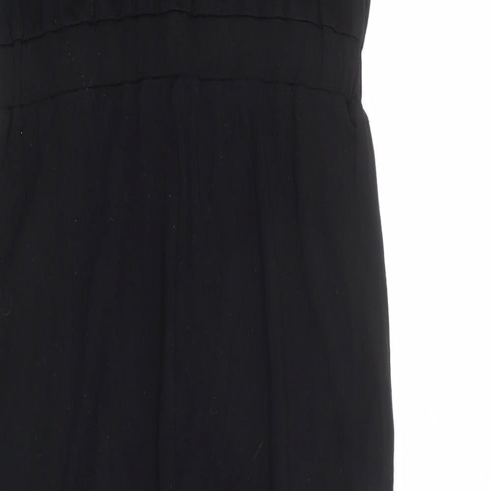 Topshop Womens Black Polyester Jumpsuit One-Piece Size 10 Button