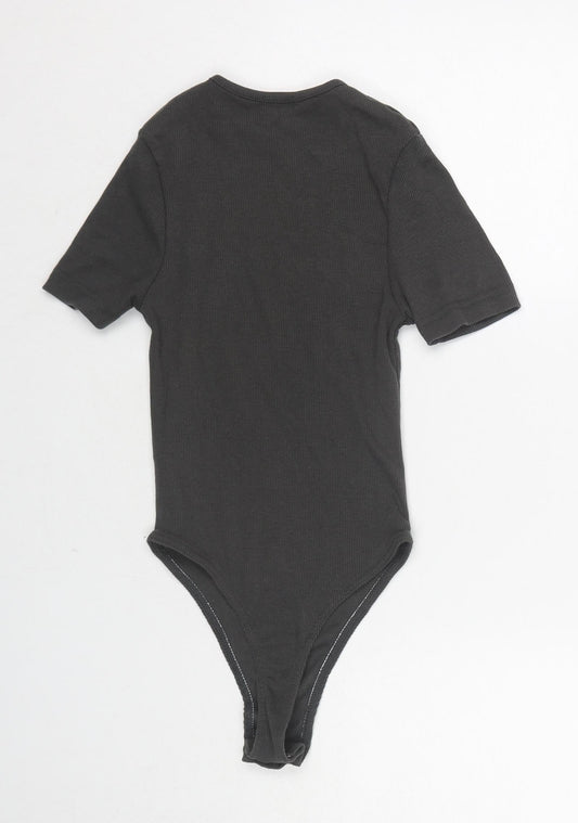 Nasty Gal Womens Grey Cotton Bodysuit One-Piece Size XS Snap